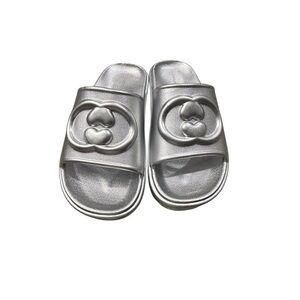 Lemonade Freetos‎ Silver Slide Sandals NWT 9